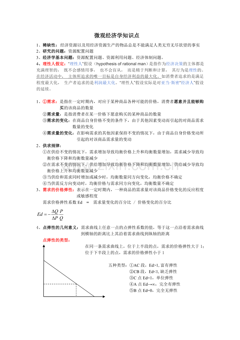 微观经济学重要知识点备课讲稿.doc_第1页