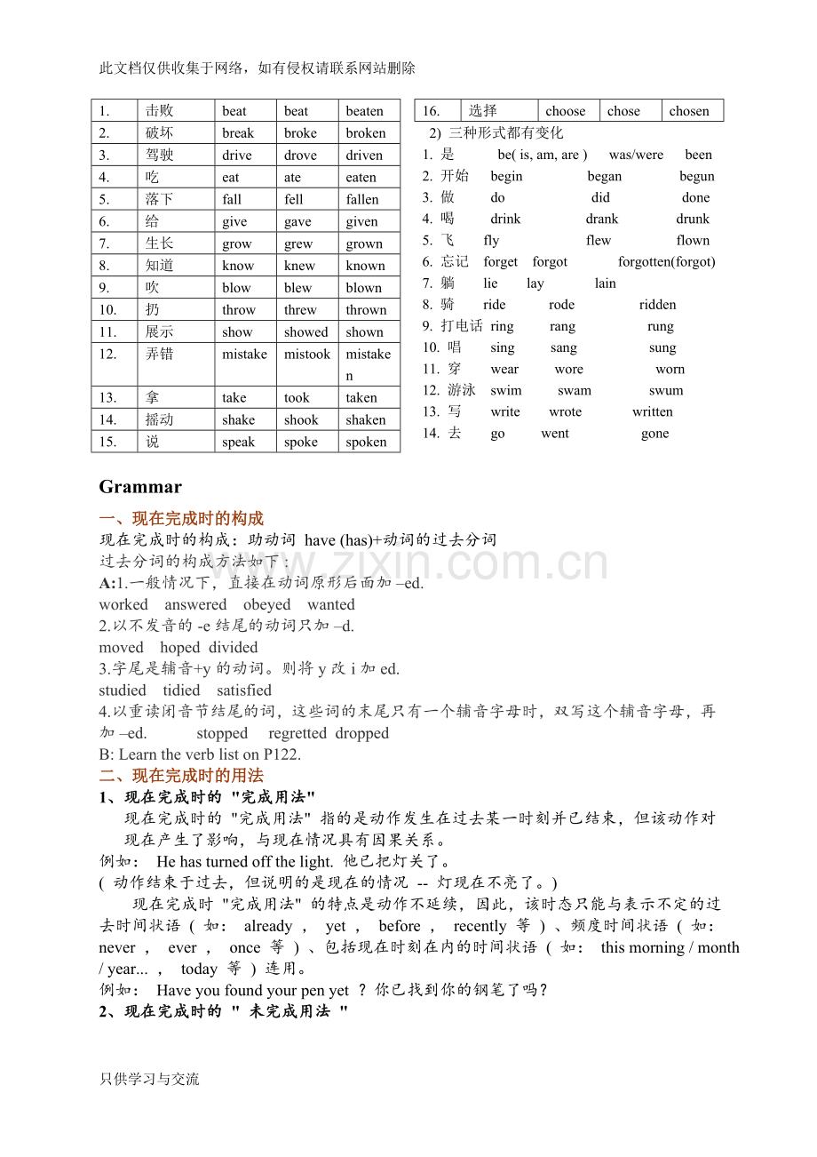 不规则动词过去式与过去分词详细整理知识分享.doc_第2页