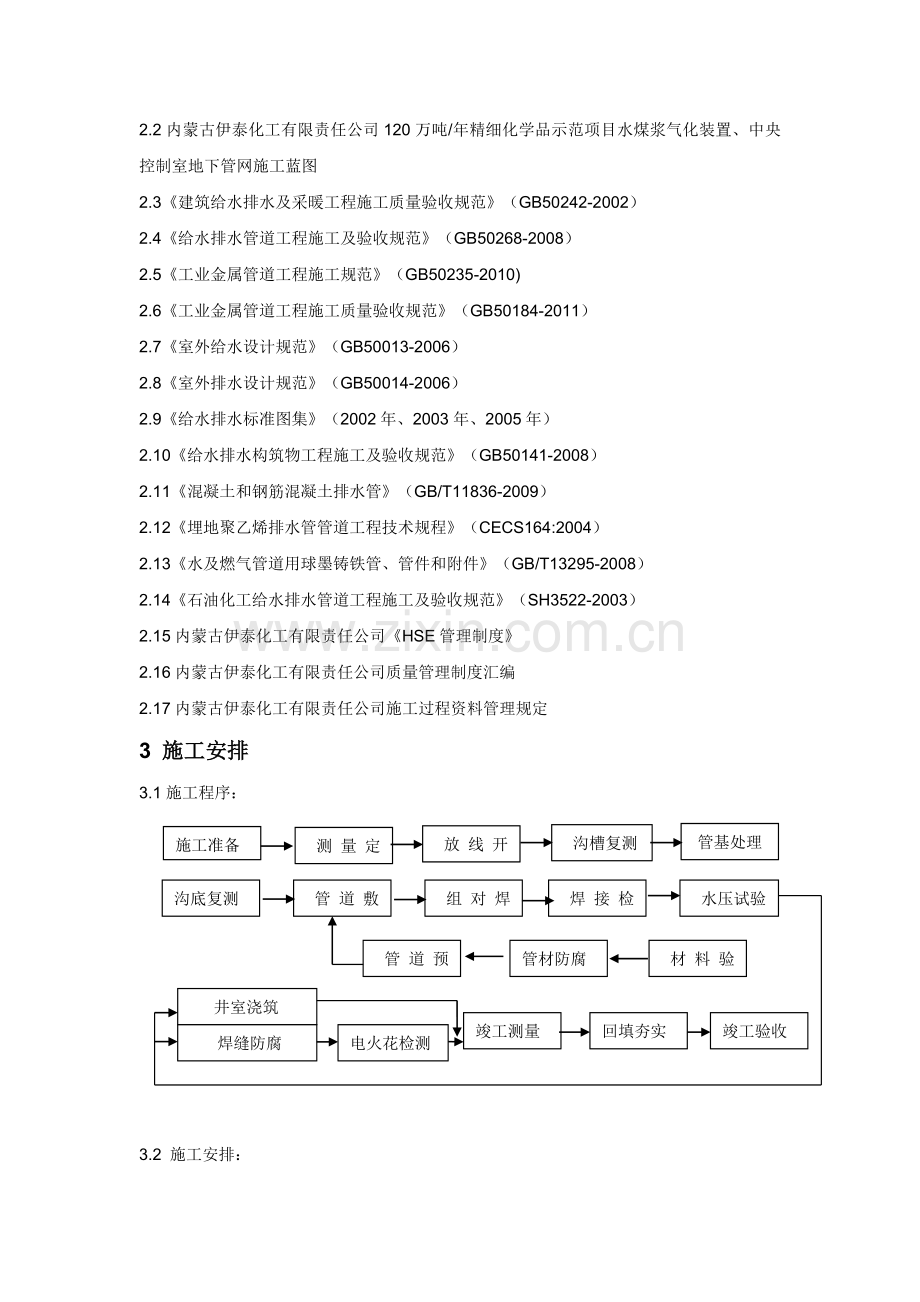 《120万吨-年精细化学品示范项目水煤浆气化装置区地下管网以及中央控制室地下管网工程施工方案》.doc_第3页