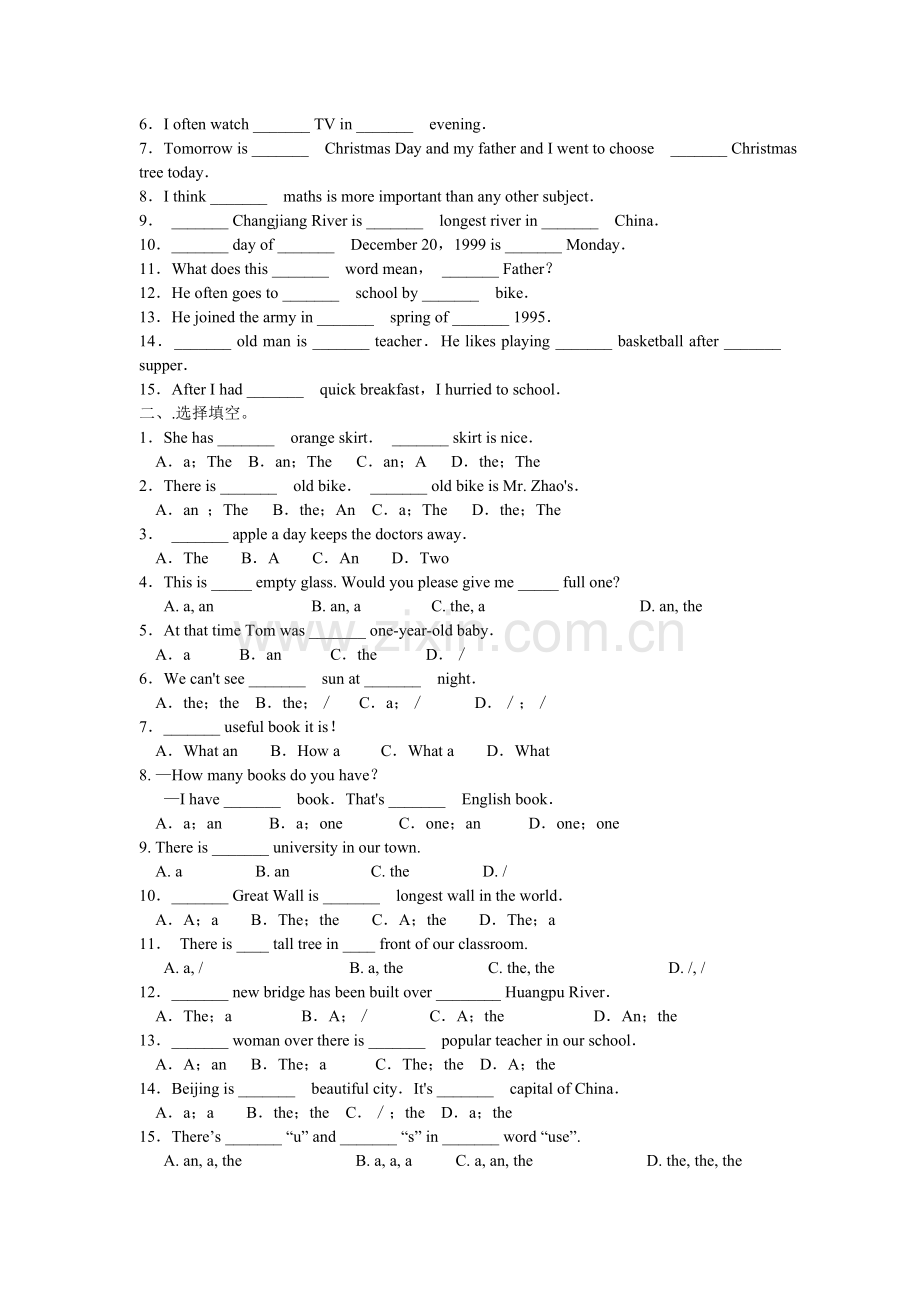 中考英语冠词专项训练.doc_第2页