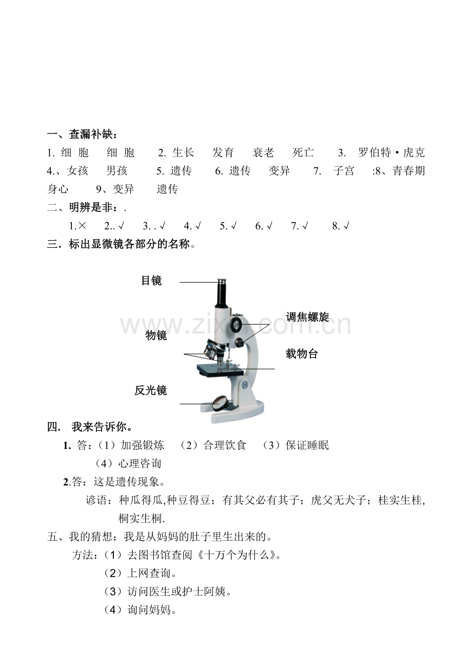 青岛版六年级科学下册第一单元试题及答案doc资料.doc_第3页