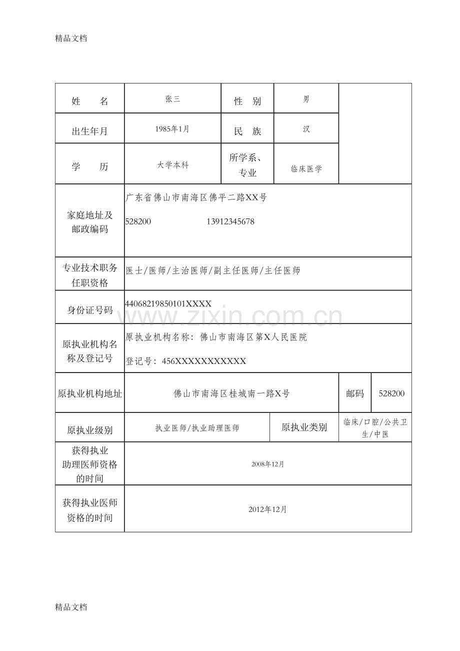 医师变更执业注册申请审核表(区内变更、区外到区内)(范本)演示教学.doc_第3页