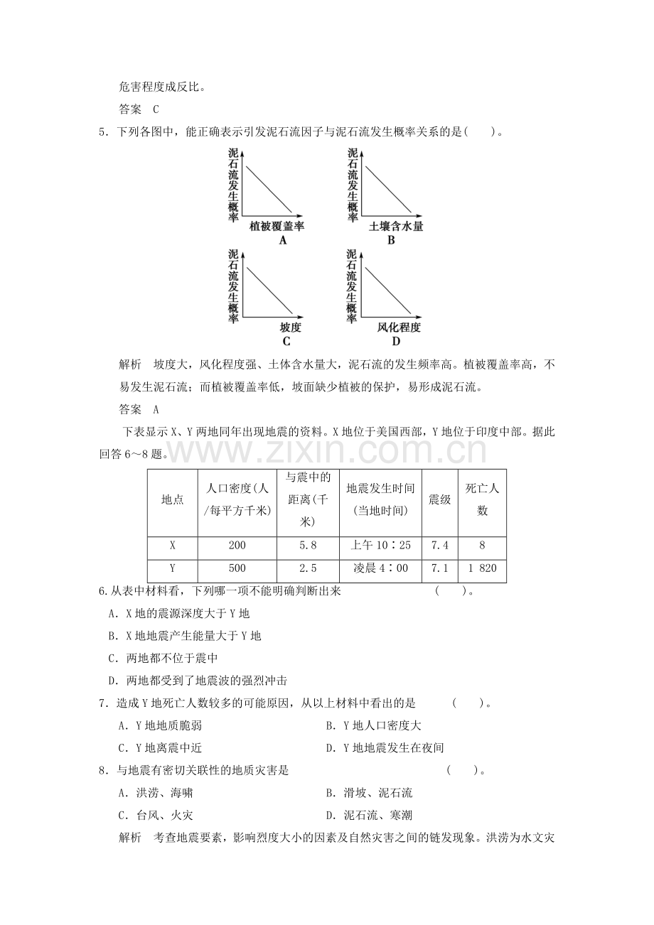 2014高中地理第1章自然灾害与人类活动章末检测新人教版选修5.doc_第2页