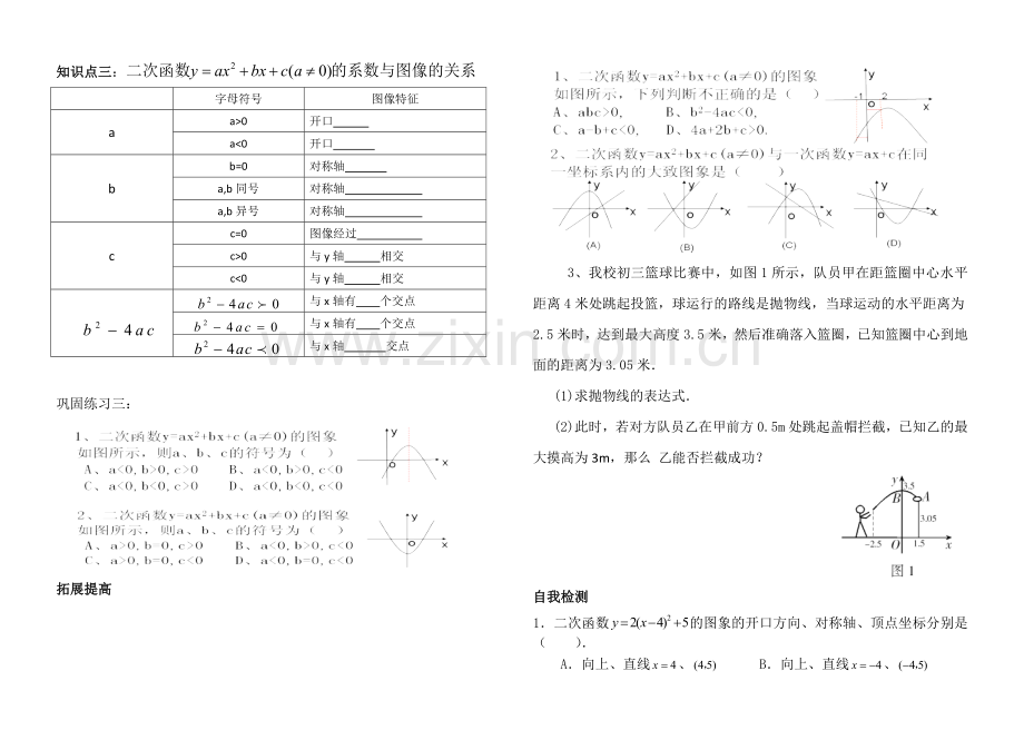 初中数学九年级下册《二次函数复习1》导学案.doc_第2页