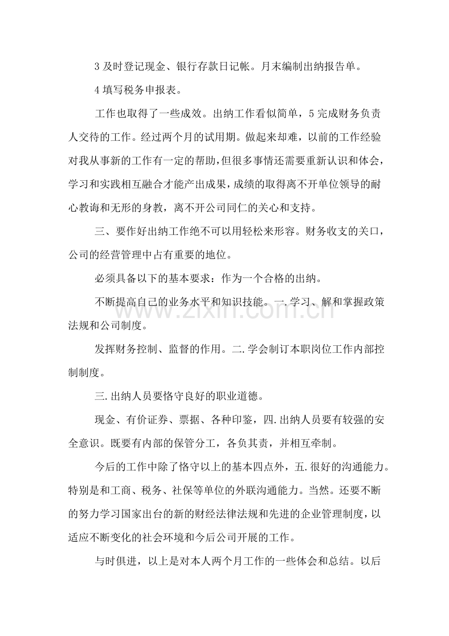 出纳试用期自我工作总结报告.doc_第2页