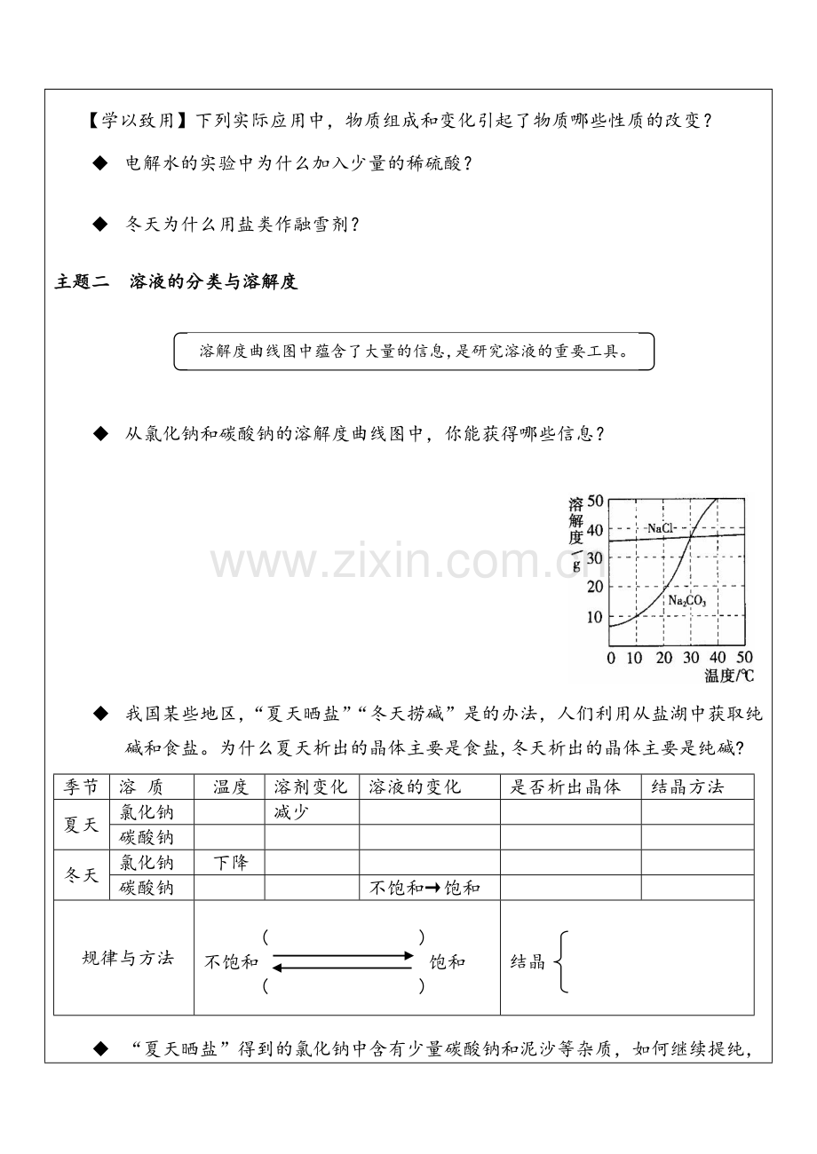 中考化学专题复习《溶液及溶解度》学案.doc_第2页