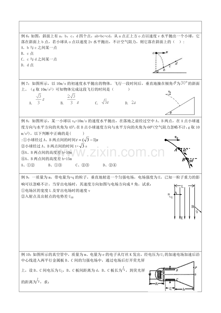 高考物理专题分析及复习建议：平抛(类平抛)模型资料.doc_第3页