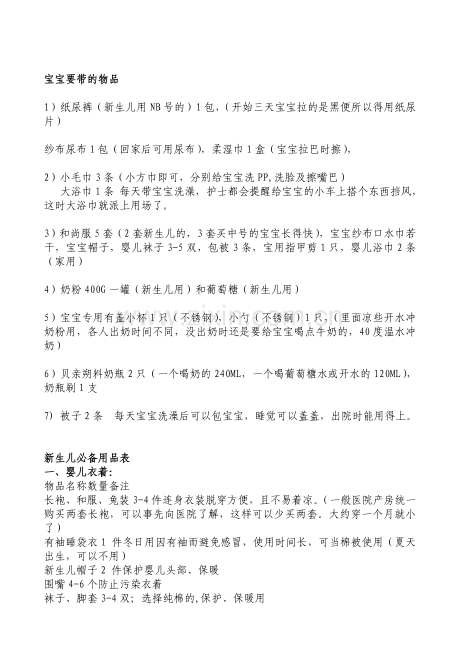 产妇需备物-新生儿用品采购清单(自己总结-前辈经验).doc_第2页