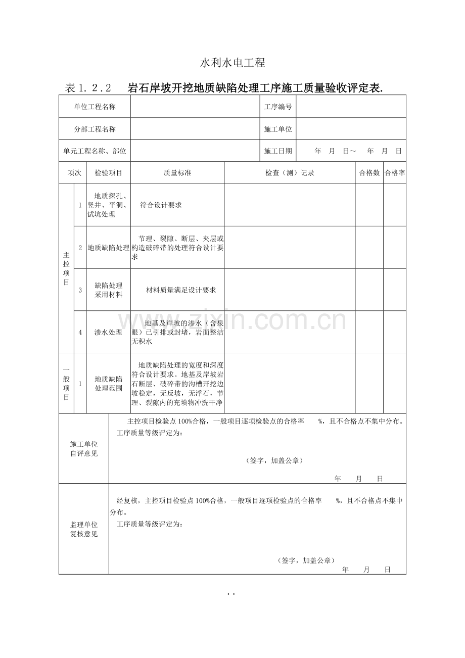 XXXX新规范水利水电工程施工质量评定表样表(下)汇编.doc_第2页