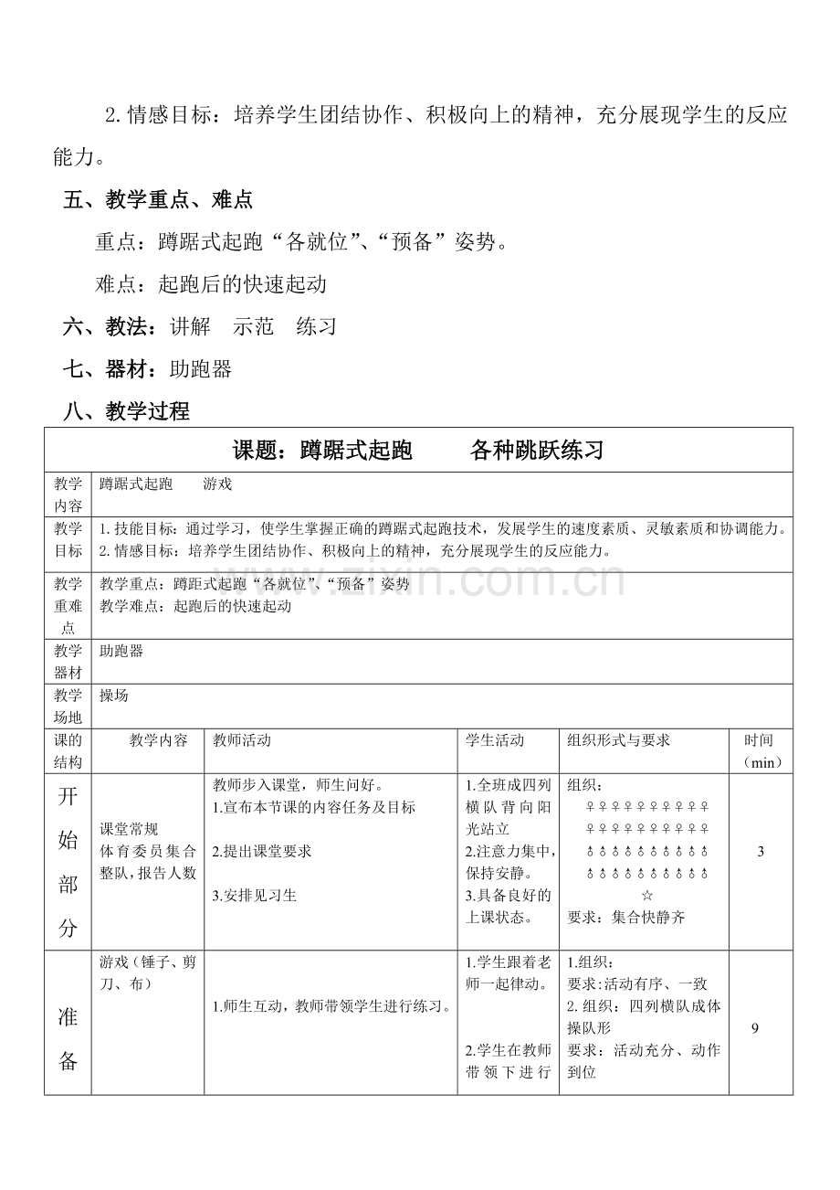 七年级体育课蹲踞式起跑教学设计及教案说课讲解.doc_第2页