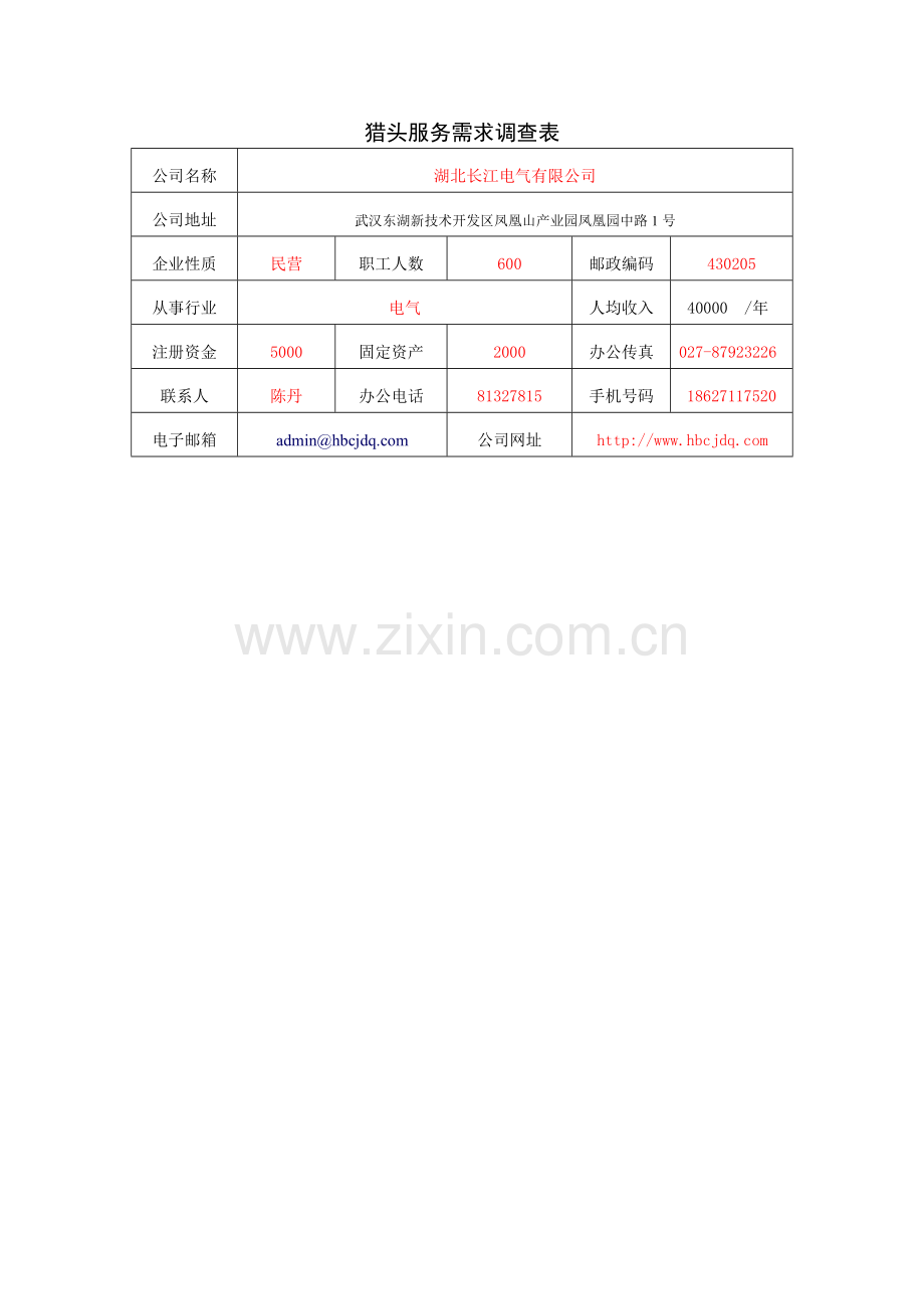 猎头服务需求调查表知识分享.doc_第1页