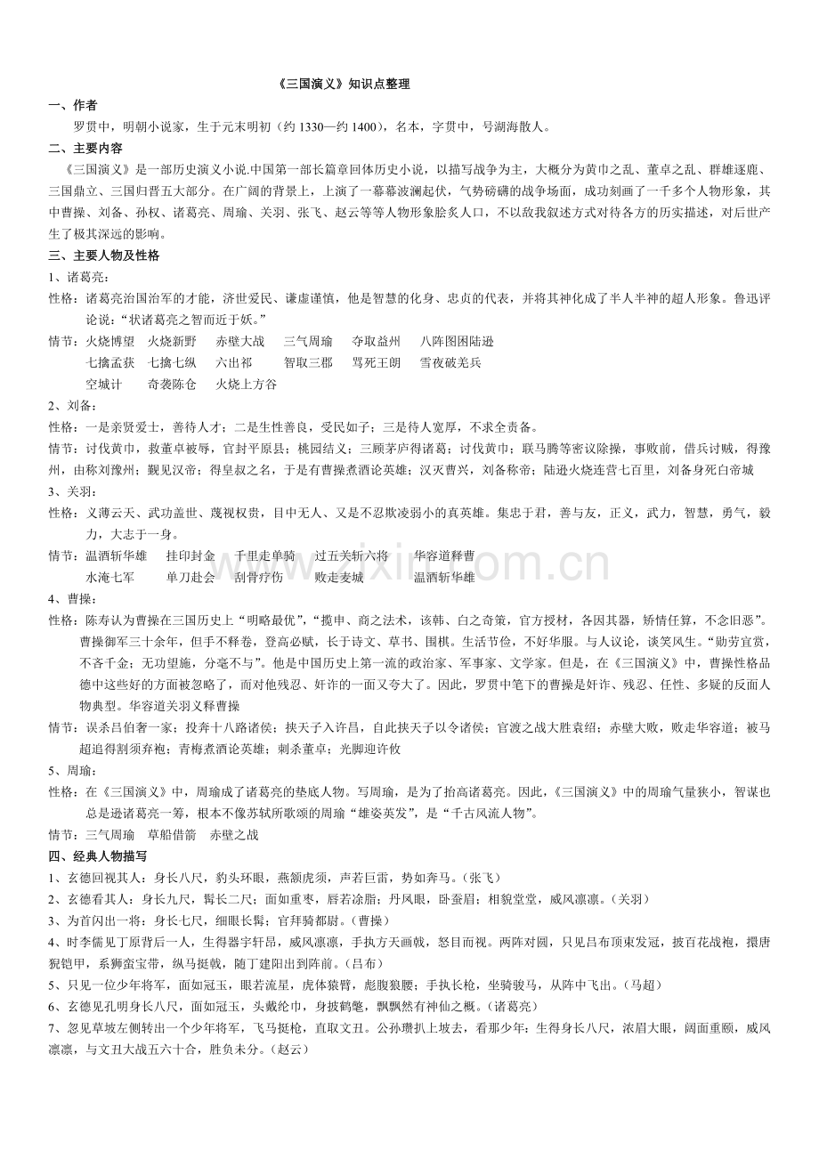 三国演义复习知识点讲课讲稿.doc_第1页