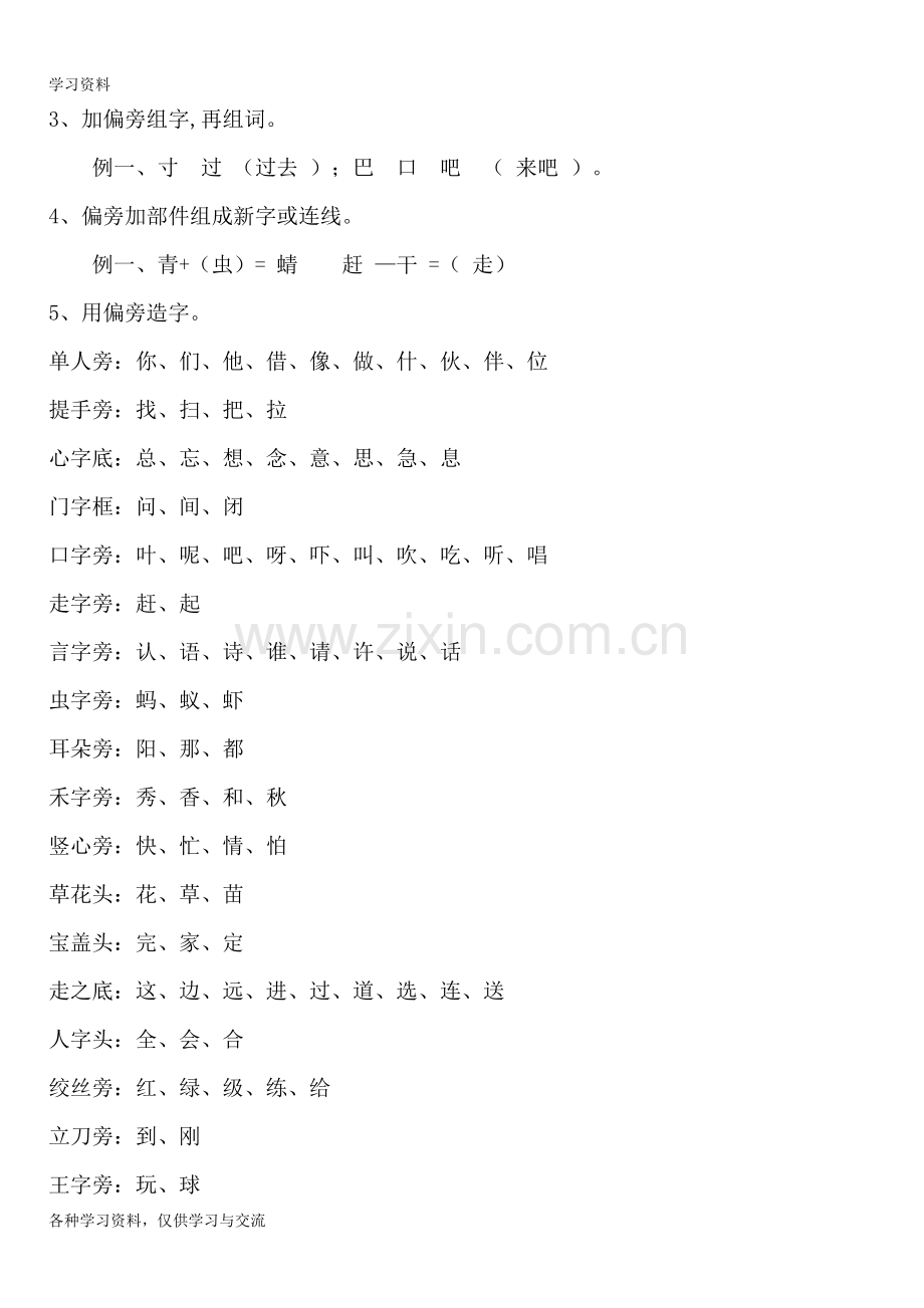 人教版小学一年级下册语文全册知识点汇总43834演示教学.doc_第3页