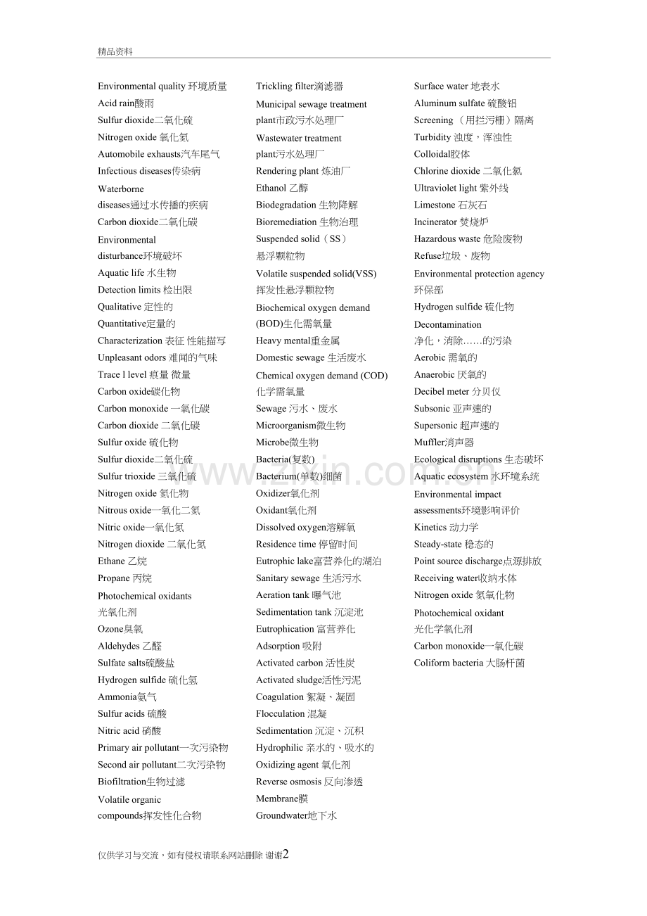 环境工程专业英语考试重点词汇教学提纲.doc_第2页