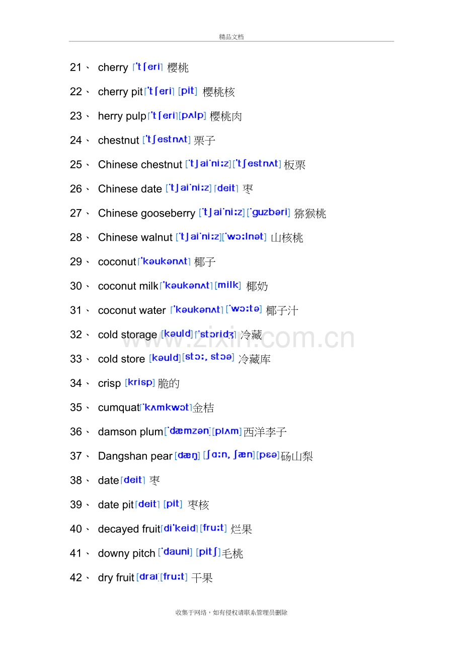 水果蔬菜动物类英语词汇大全-带音标讲解学习.doc_第3页