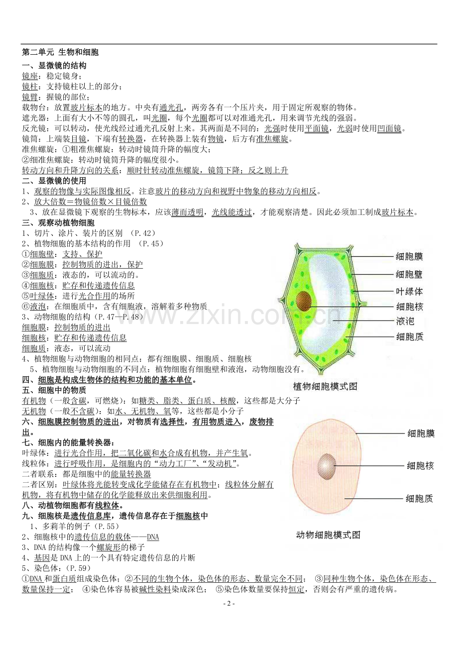 七年级上册生物复习资料大全(人教版)教学文稿.doc_第2页