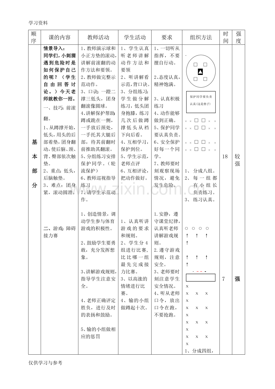 小学前滚翻教案-附图详案word版本.doc_第2页