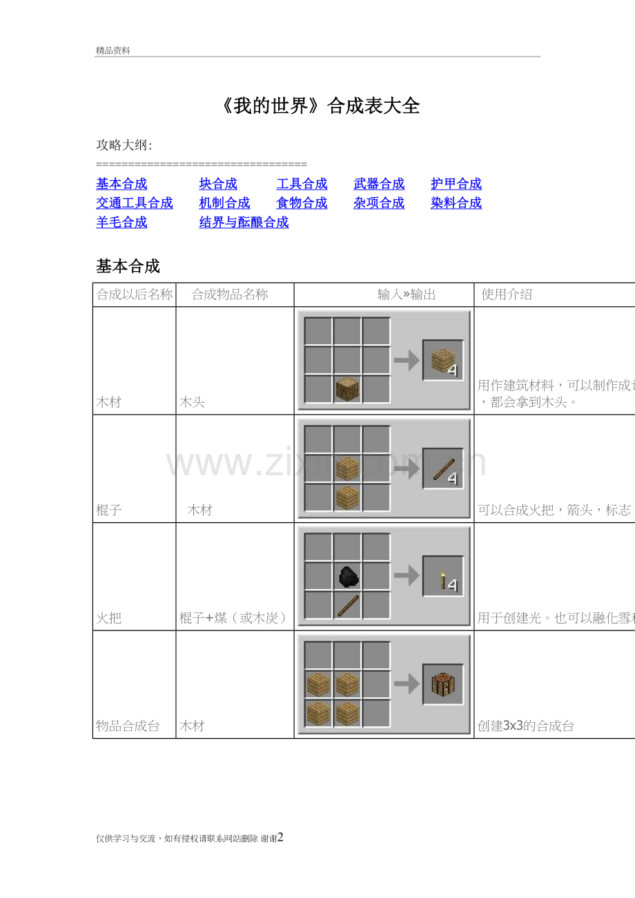 我的世界合成表(全)教学提纲.doc_第2页