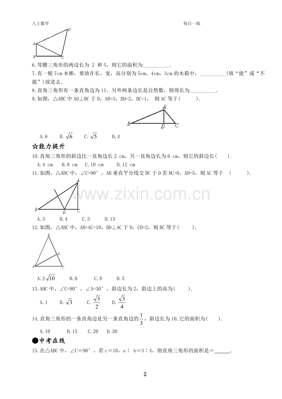 八年级数学上册练习题教学提纲.doc_第2页