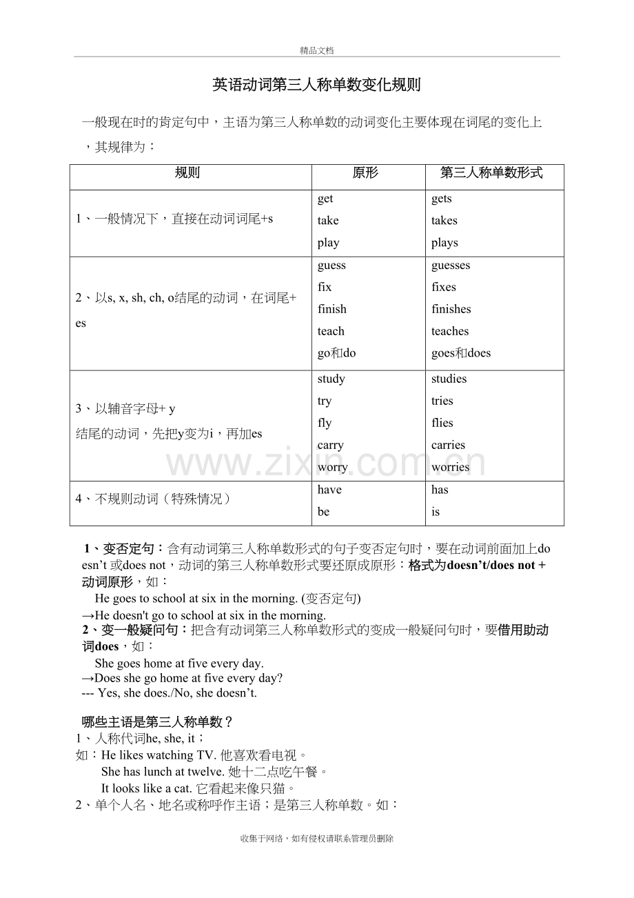 英语动词《第三人称单数形式》的变化规则说课材料.doc_第2页