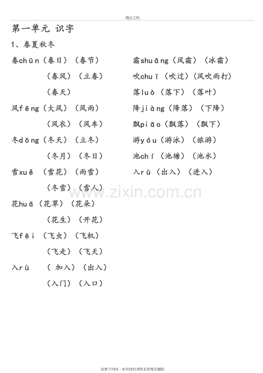 一年级下册生字表组词大全教学文案.doc_第2页