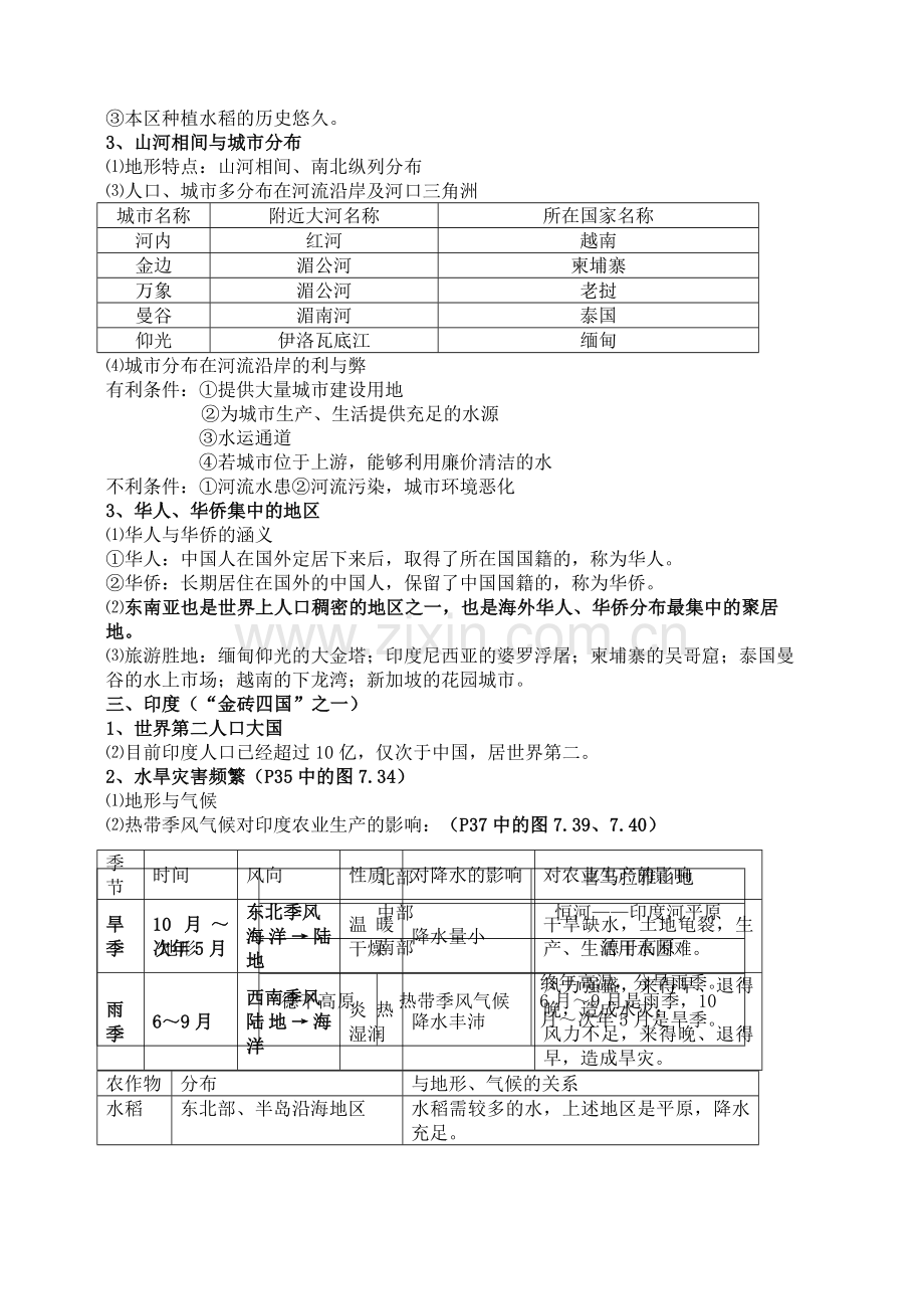 七年级下册地理知识点归纳与总结22258讲课稿.doc_第3页