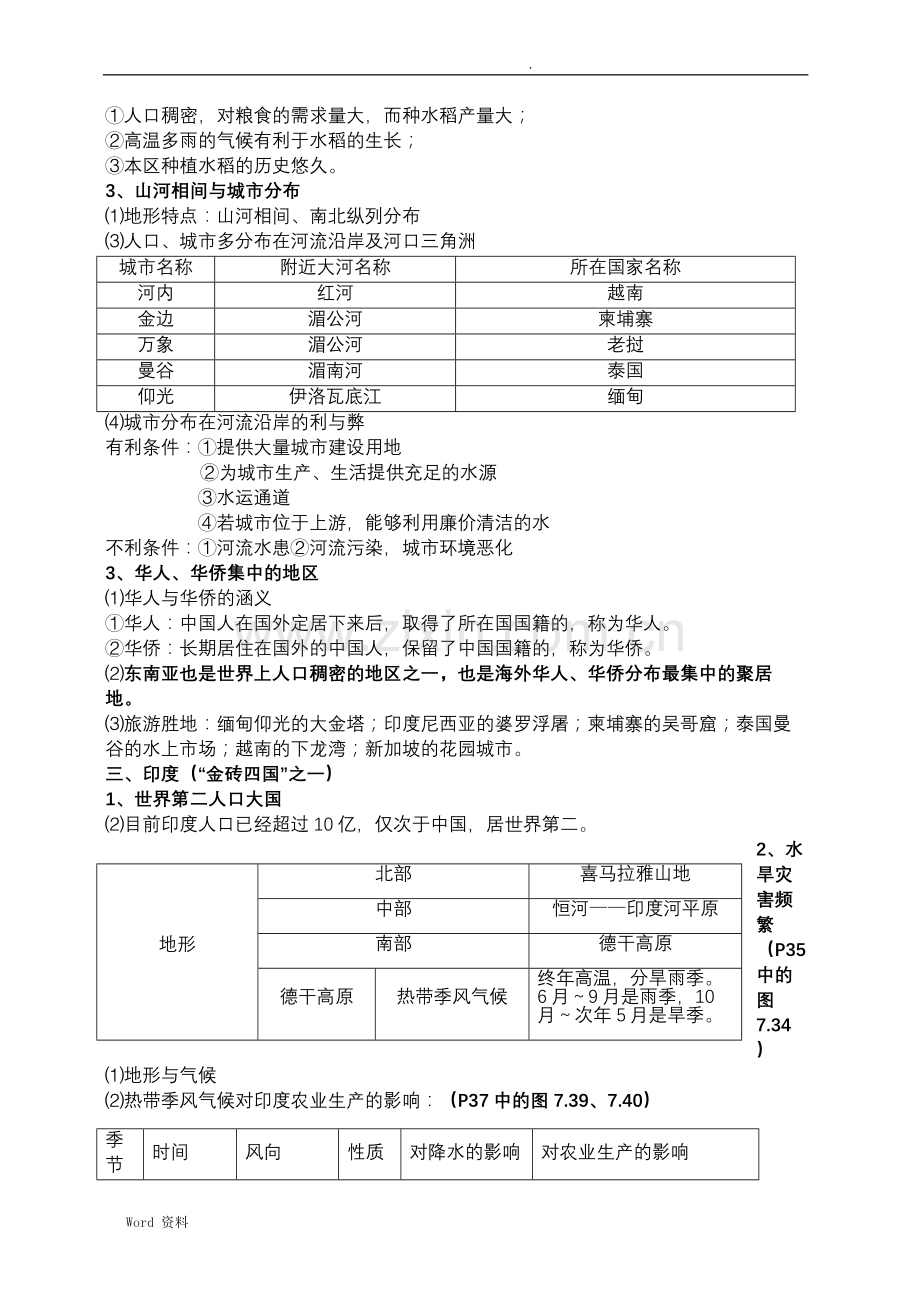 七年级下册地理知识点归纳与总结教学文案.doc_第3页