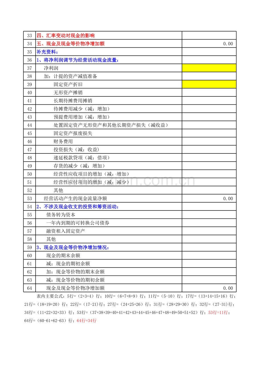 现金流量表(Excel版)(公式)讲解学习.xls_第2页