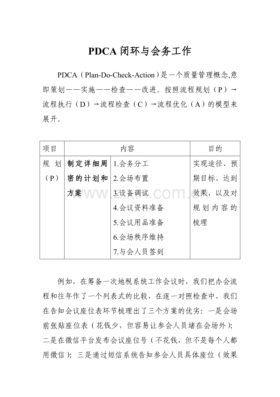 PDCA闭环与会务工作(表格版)电子教案.doc_第1页