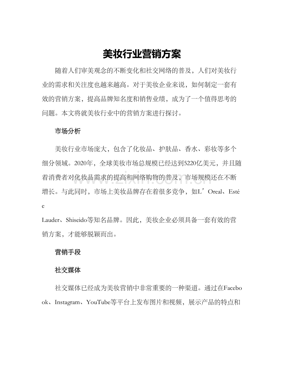 美妆行业营销方案.docx_第1页