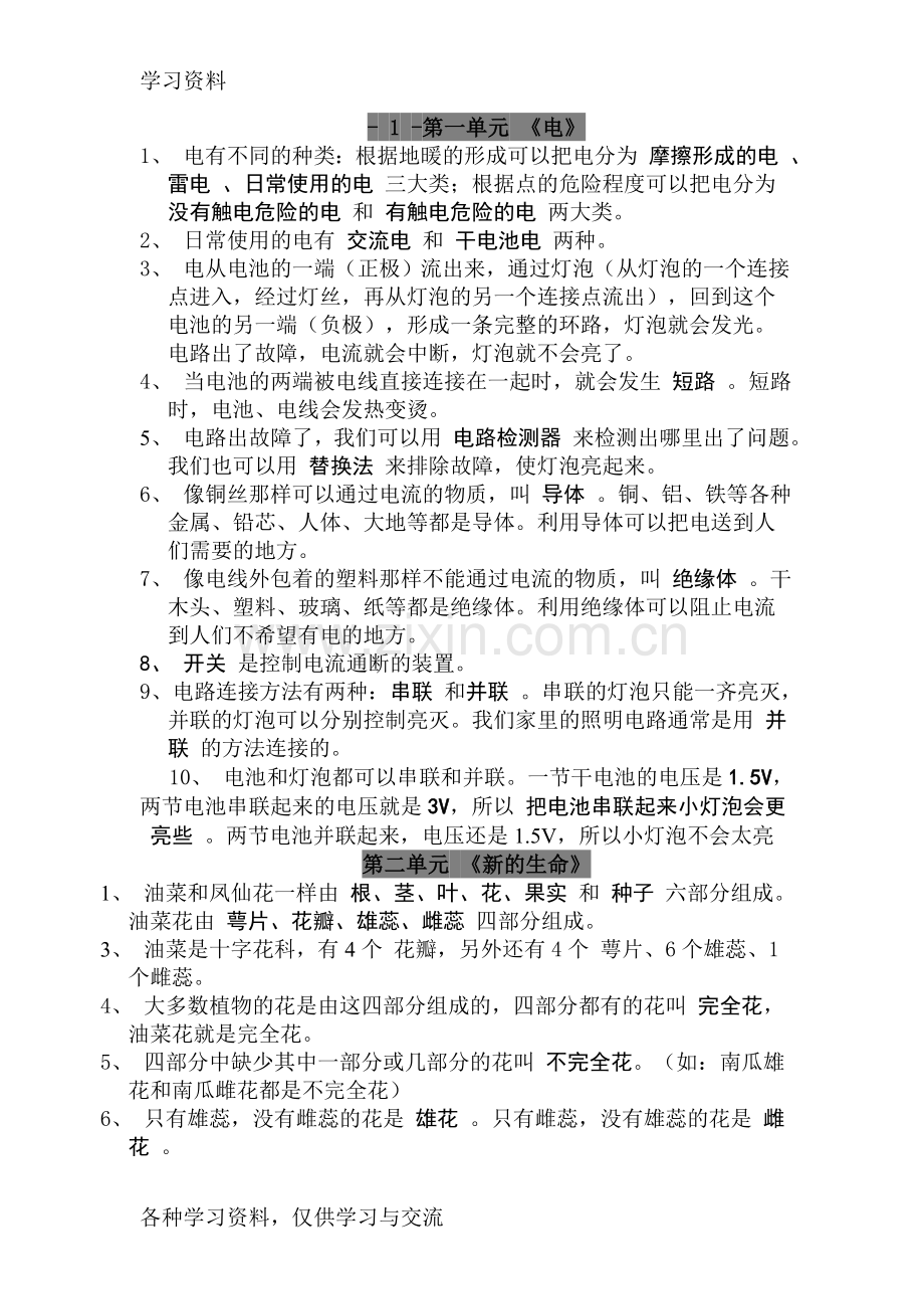 人教版四年级下册科学复习资料18345讲课稿.doc_第1页