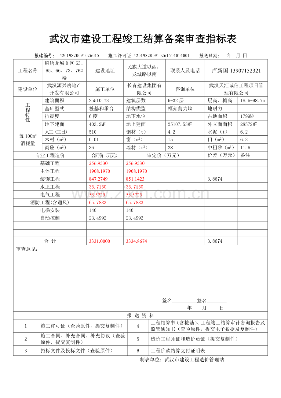 武汉市建设工程竣工结算备案表001电子教案.doc_第3页