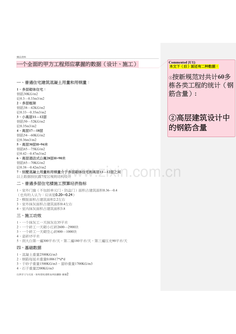 普通工程每平方米的钢筋用量和混凝土的用量教程文件.doc_第2页