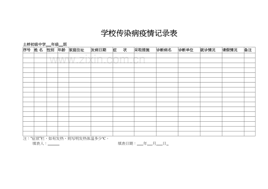 学校传染病疫情记录表教学提纲.doc_第2页