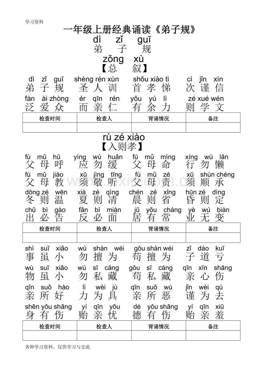 一年级弟子规全文带拼音说课讲解.doc_第1页