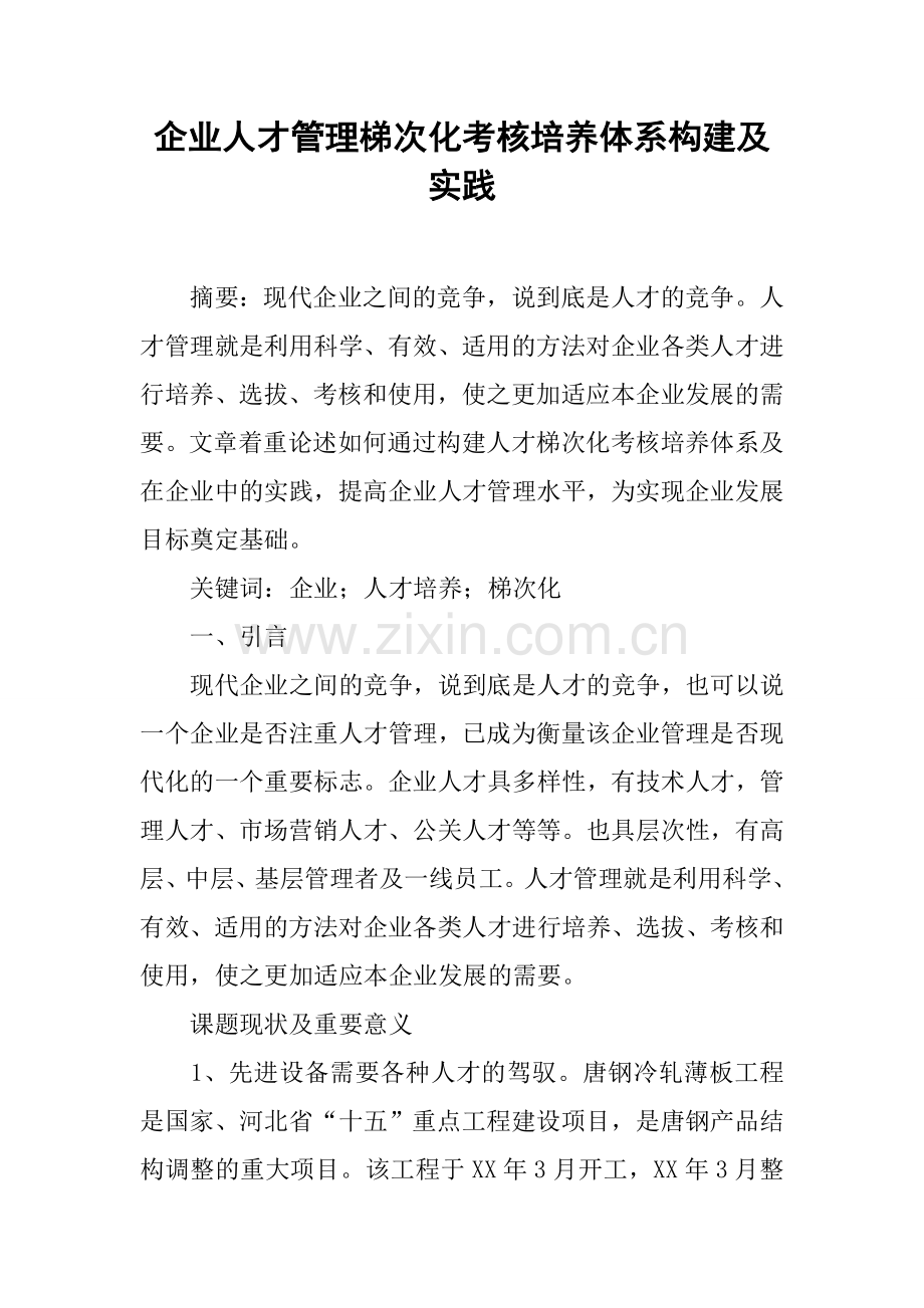 企业人才管理梯次化考核培养体系构建及实践培训讲学.docx_第1页