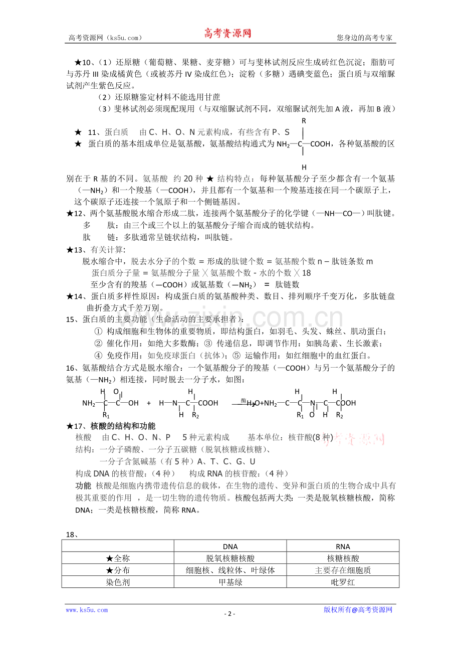 高中生物必修一知识点精华版教学内容.doc_第2页