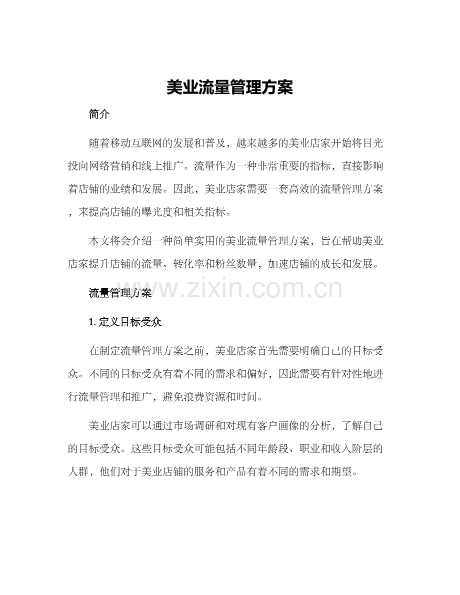 美业流量管理方案.docx_第1页