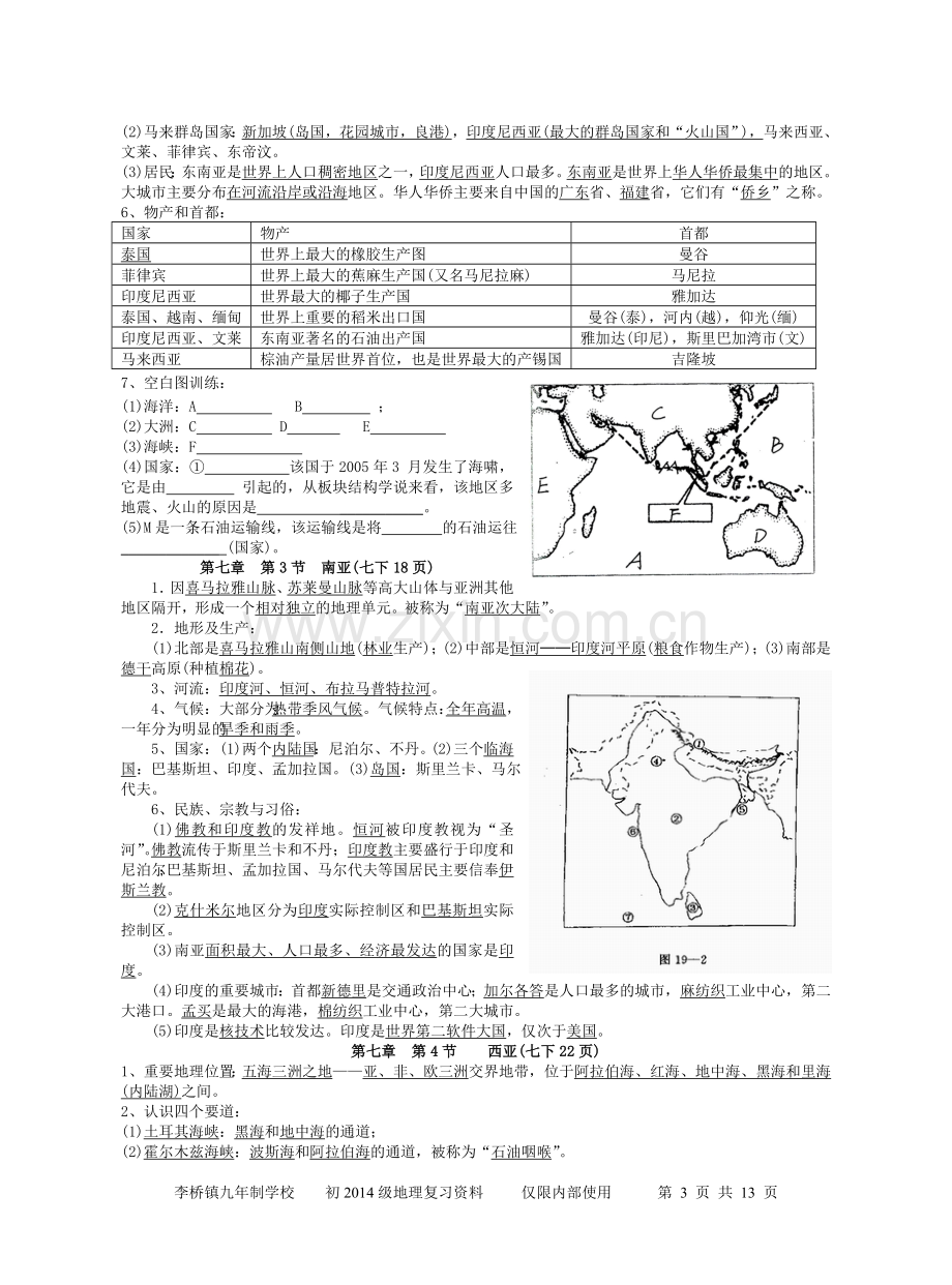 七年级下册地理复习资料(粤教版)教案资料.doc_第3页