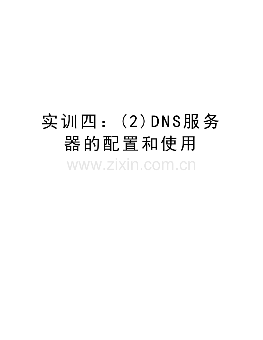 实训四：(2)DNS服务器的配置和使用教学文案.doc_第1页