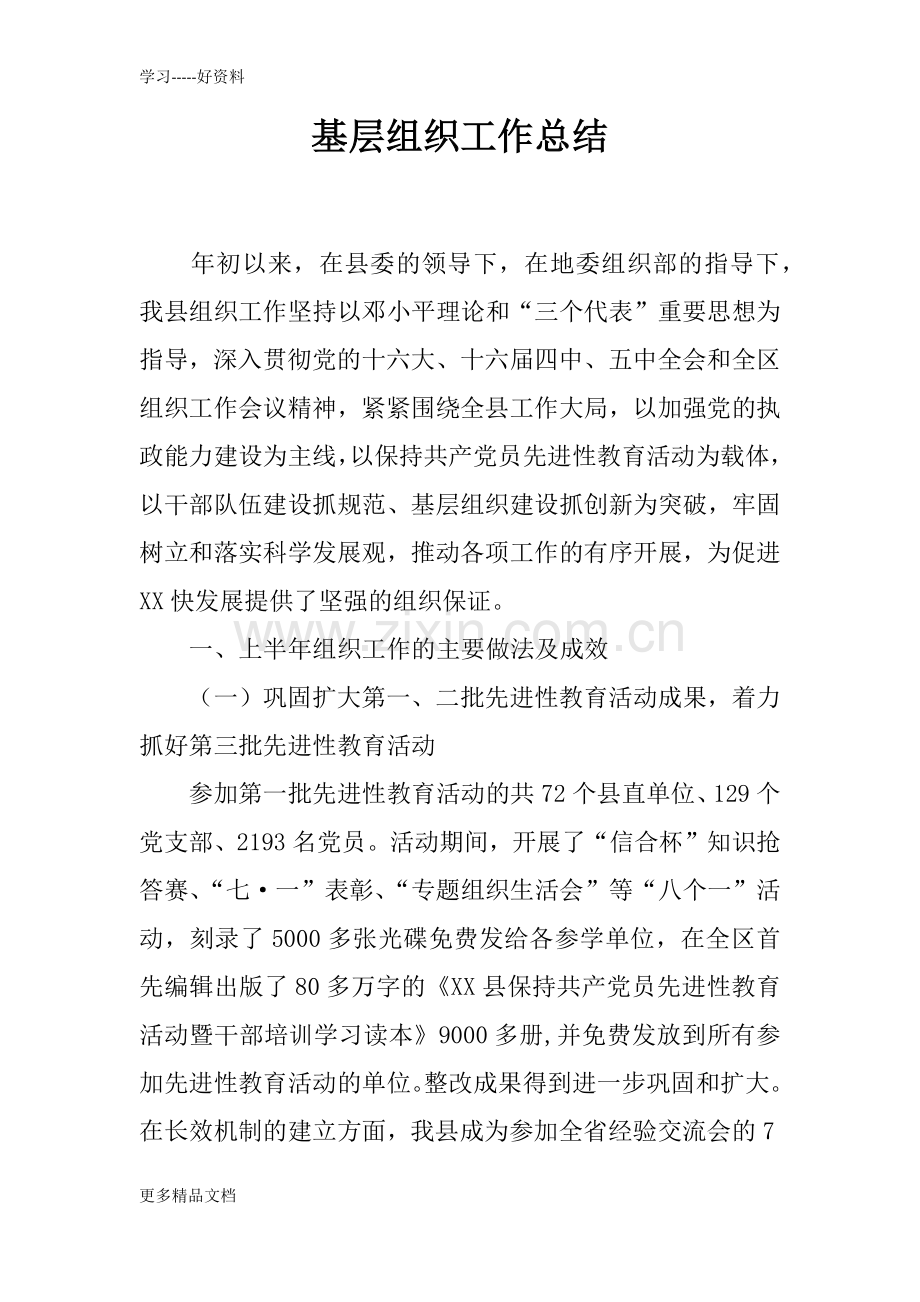 基层组织工作总结培训讲学.docx_第1页