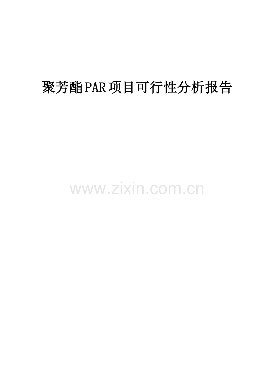 2024年聚芳酯PAR项目可行性分析报告.docx_第1页