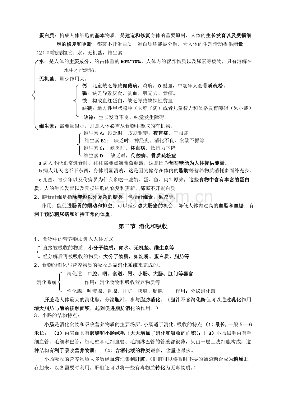 七年级生物下册(1、2章)知识点学习资料.doc_第3页