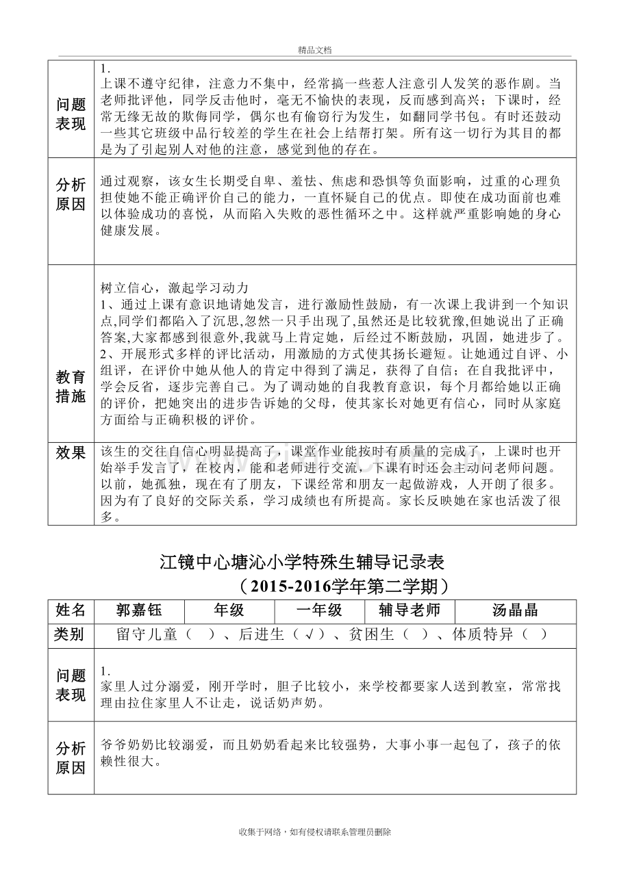 江镜中心塘沁小学特殊生情况记录表教学提纲.doc_第3页