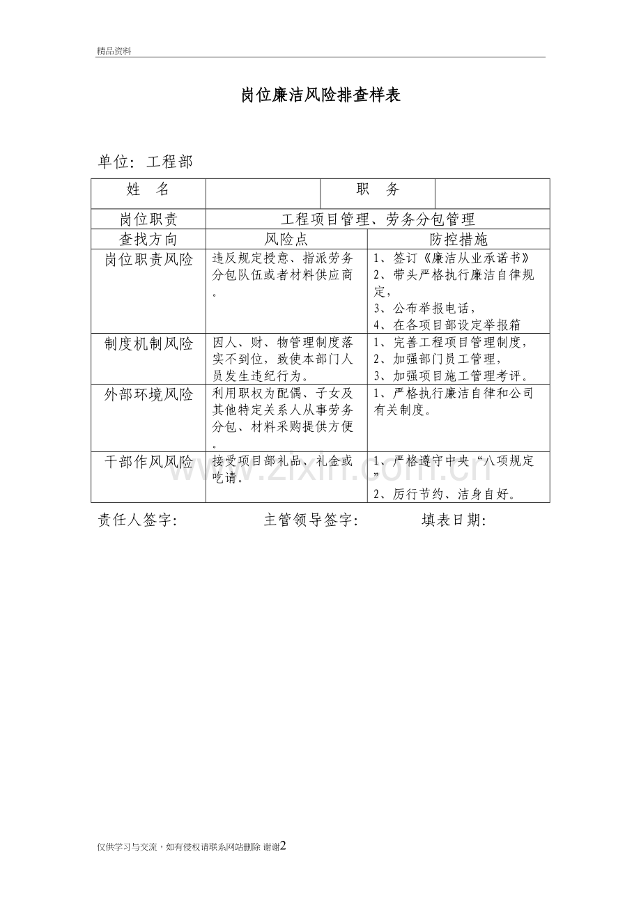 岗位廉洁风险排查样表讲课讲稿.doc_第2页