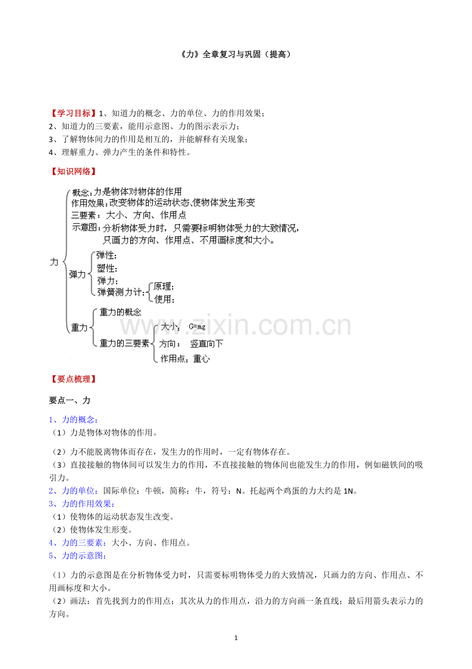 八年级下册物理总复习学案教学文案.doc_第1页