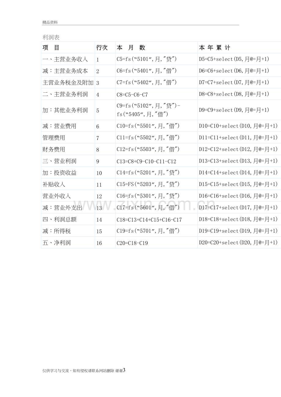 用友软件中利润表公式定义表教程文件.doc_第3页