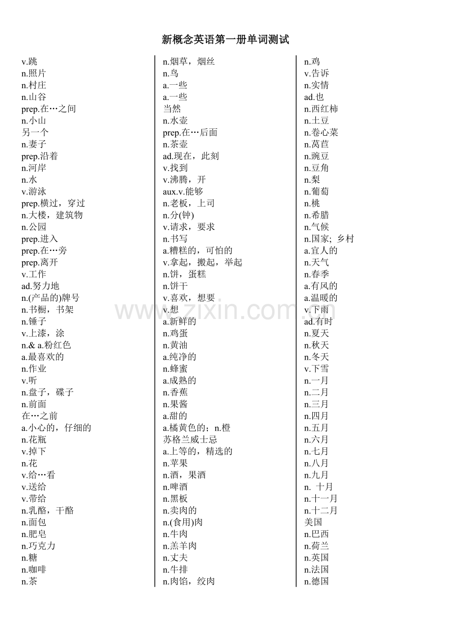 新概念英语第一册单词测试大全学习资料.doc_第3页