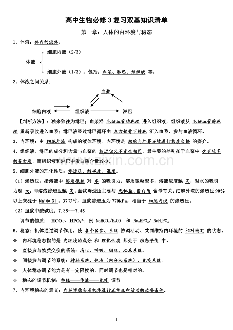 高中生物必修三基础知识清单备课讲稿.doc_第1页