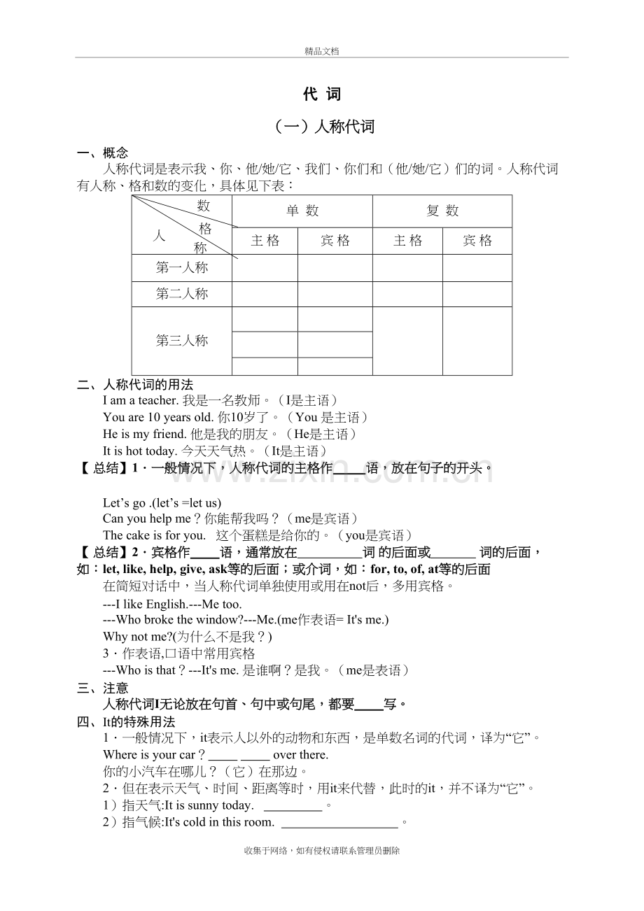 六年级小学英语代词讲解与练习培训资料.doc_第2页